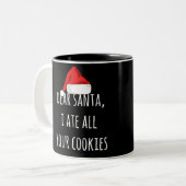 親愛Santa I食べは全てのクッキーおもしろい Christmas ツートーンマグカップ (正面左)