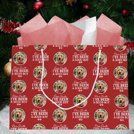 親愛Santa I've Good Boy, Dog Photo ラージペーパーバッグ