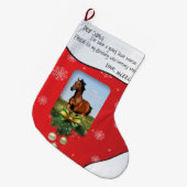 親愛Santa I've Good Redあなたの写真名を追加 ラージクリスマスストッキング (正面 (吊り時))