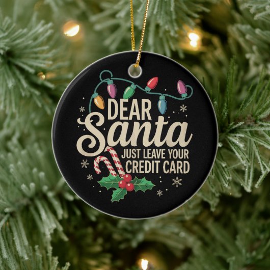 親愛Santa Just 離れ Your Credit Card Christmas セラミックオーナメント (ツリー)