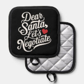 親愛Santa Let's Negotiate おもしろい Christmas Gift 鍋敷き (正面/裏面)