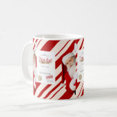 親愛Santa Niceリスト証明書赤キャンディストライプ コーヒーマグカップ (正面左)