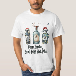 親愛Santa, Send Gin Not Men – クリスマスおもしろい Tシャツ