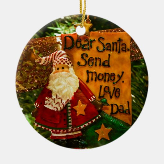 親愛Santa Send Money セラミックオーナメント (正面)
