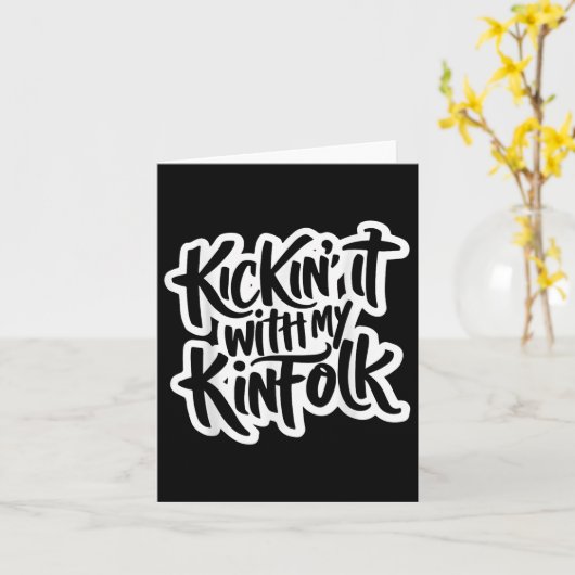 親戚と楽しく過ごす家族の再会 面白いファミリー カード (黄色い花)