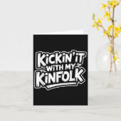 親戚と楽しく過ごす 面白い家族の再会 カード (黄色い花)