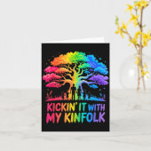 親戚と楽しく過ごす 面白い家族の再会 カード (黄色い花)