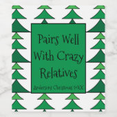 親戚のクリスマスツリーと熱狂するよくペア ワインラベル (シングルラベル)