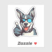 親指おもしろいを立てたサングラス犬 シール (シート)