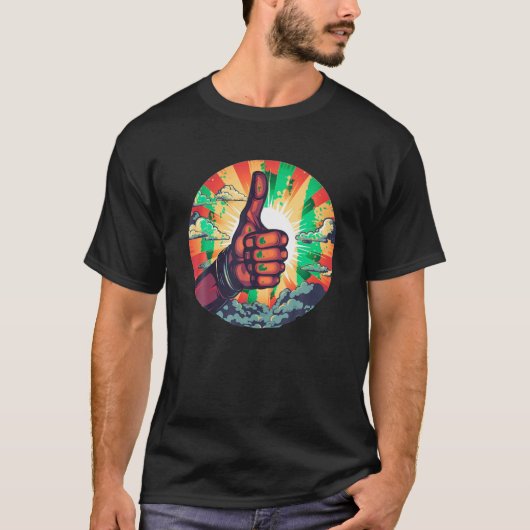 親指おもしろい信号 Tシャツ (正面)
