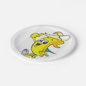 親指でバナナを上げる ペーパープレート (アングル)