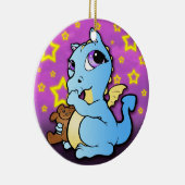 親指のオーナメント-青--を吸うベビーのドラゴン セラミックオーナメント (右)