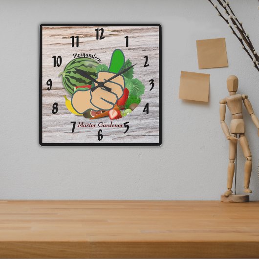 親指の庭師パーソナライズされたを表示 スクエア壁時計