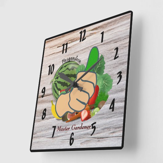 親指の庭師パーソナライズされたを表示 スクエア壁時計 (傾斜)