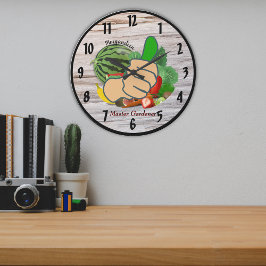 親指の庭師パーソナライズされたを表示 ラージ壁時計