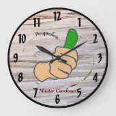 親指の庭師パーソナライズされたを表示 ラージ壁時計 (正面)