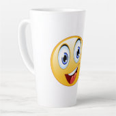 親指を上げる絵文字よく行う幸せな笑顔顔 カフェラテマグ (左アングル)