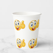 親指を上げる絵文字よく行う幸せな笑顔顔 紙コップ (裏面)