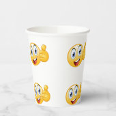 親指を上げる絵文字よく行う幸せな笑顔顔 紙コップ (左)