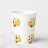 親指を上げる絵文字よく行う幸せな笑顔顔 紙コップ (右)