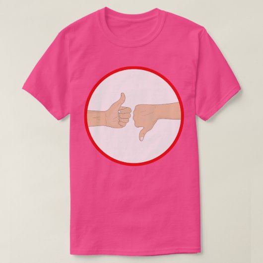 親指を上げ、親指を下げる Tシャツ (デザイン正面)