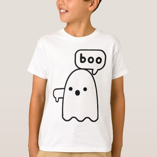 親指を下げるゴーストの怖いブーイングの不承認 Tシャツ (正面)
