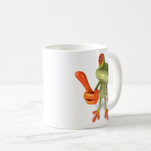 親指を搭載するカエル! コーヒーマグカップ (正面右)