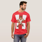 親指を立てたラグビーの英雄が疾走 Tシャツ (正面フル)