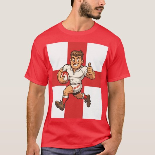 親指を立てたラグビーの英雄が疾走 Tシャツ (正面)