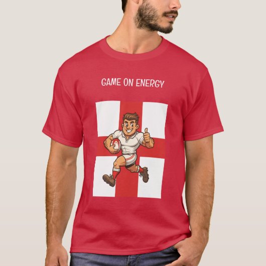 親指を立てたラグビーの英雄が疾走 Tシャツ (正面)