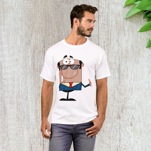 親指を立てた幸せなサラリーマン Tシャツ