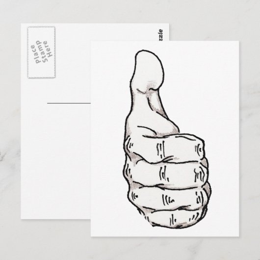 親指を立てる ポストカード (正面/裏面)