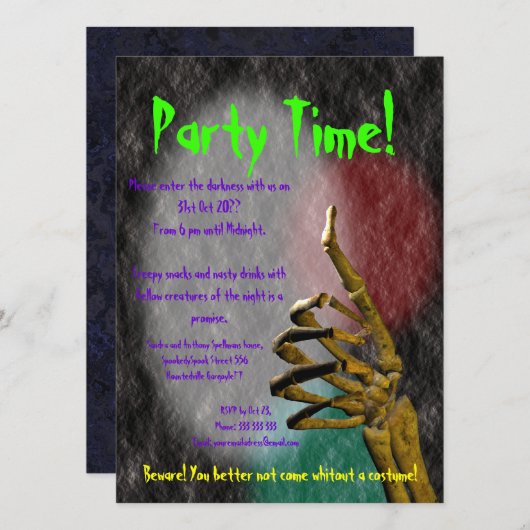 親指アップディスコテーマ 招待状 (正面/裏面)