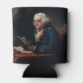 親指ポートレートベンジャミンフランクリンアットホワイトハウス 缶クーラー (裏面)