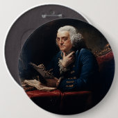 親指ポートレートベンジャミンフランクリンアットホワイトハウス 缶バッジ (正面&裏面)