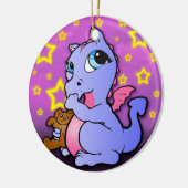 親指-紫色--を吸うベビーのドラゴン セラミックオーナメント (左)
