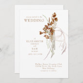 親族なしのフォール ウィスピー ボーホー ホワイト ウェディング 招待状 (正面/裏面)