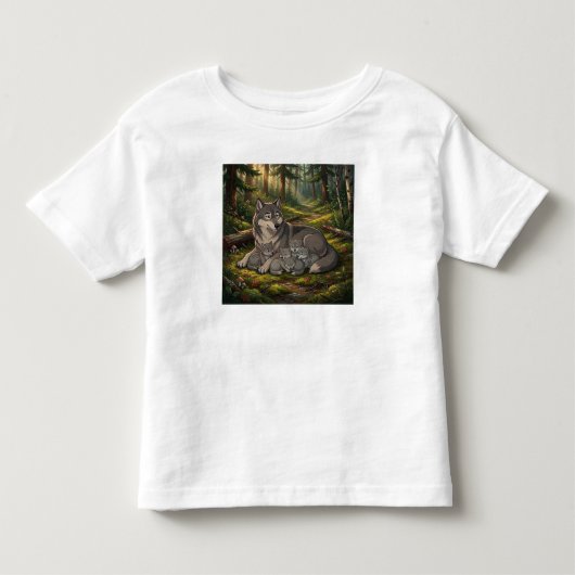 親狼と子狼 トドラーTシャツ (正面)