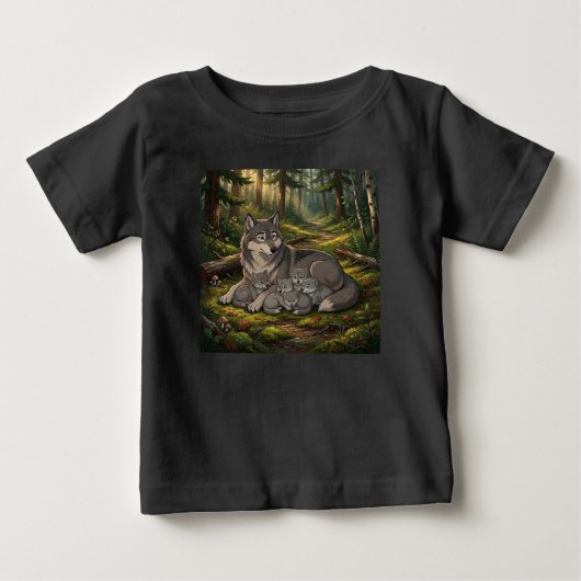 親狼と子狼 ベビーTシャツ (正面)