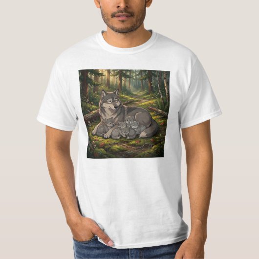 親狼と子狼 Tシャツ (正面)