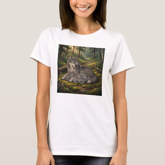 親狼と子狼 Tシャツ (正面)