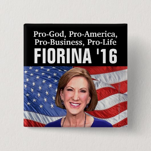 親神、アメリカのビジネス、生命Carly Fiorina 16 缶バッジ (正面)
