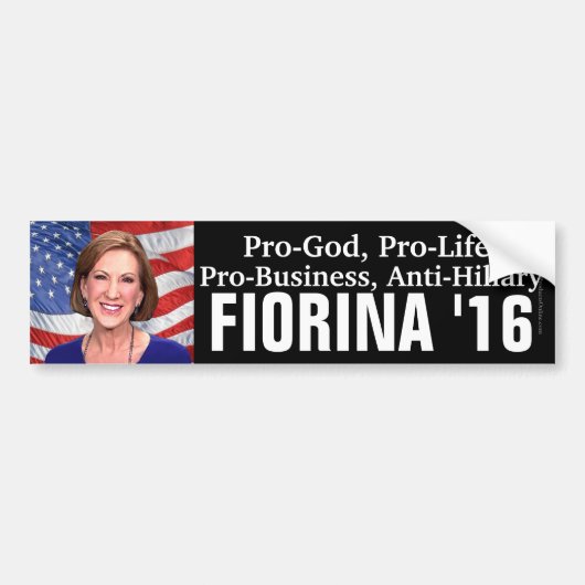 親神、アンチヒラリーCarly Fiorina 2016年 バンパーステッカー (正面)