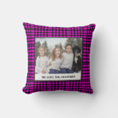 親素朴孫のピンクのタータンチェック写真 クッション (正面)