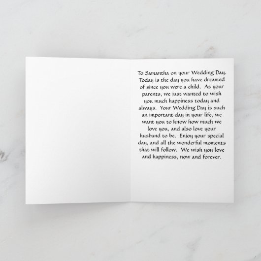 親結婚のサマンサ娘のカード カード (内部)