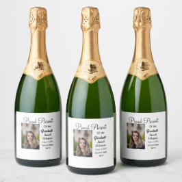 親誇りを持った卒業生の写真名クラス年を追加 スパークリングワインラベル