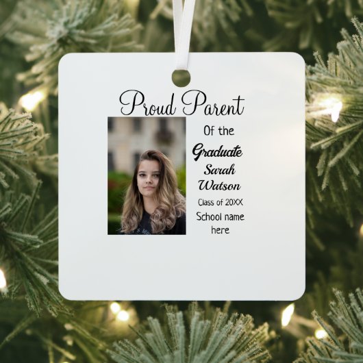 親誇りを持った卒業生の写真名クラス年を追加 メタルオーナメント (インサイチュ)