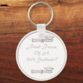 親誇りを持った2019白の卒業キーチェーン キーホルダー (正面)