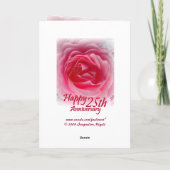 親-ピンクのバラとの第25結婚記念日 カード (裏面)
