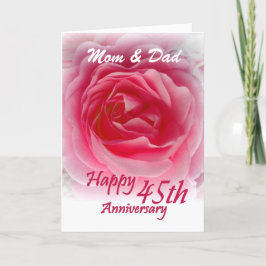 親-ピンクのバラとの第45結婚記念日 カード